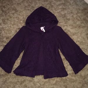 Purple hooded sweater shrug